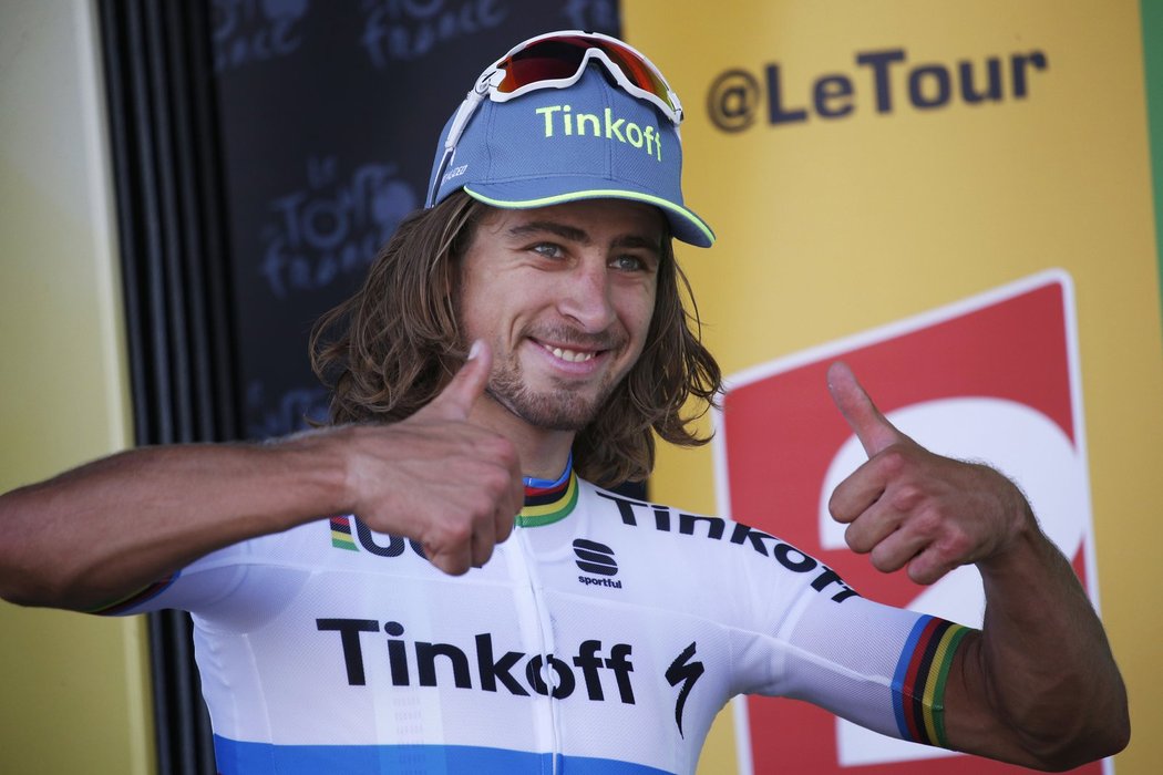 Slovenský cyklista Peter Sagan po jedné z vítězných etap na Tour de France