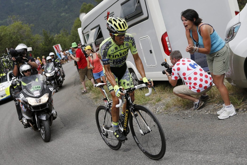 Alberto Contador v alpské etapě Tour de France