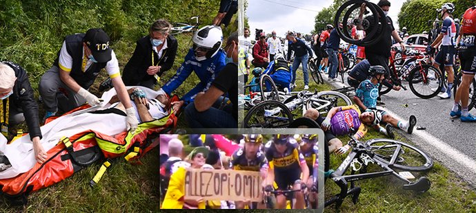 Úvodní etapu letošní Tour de France ovlivnily i dva hrozivé pády