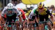 Slovenský cyklista Peter Sagan (vlevo) soupeří s Mikem Teunissenem z Nizozemí na Tour de France