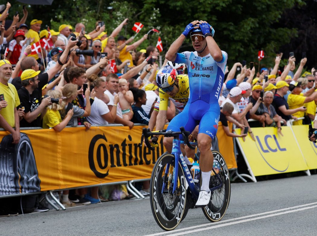 Dylan Groenewegen po dojetí do cíle třetí etapy Tour de France