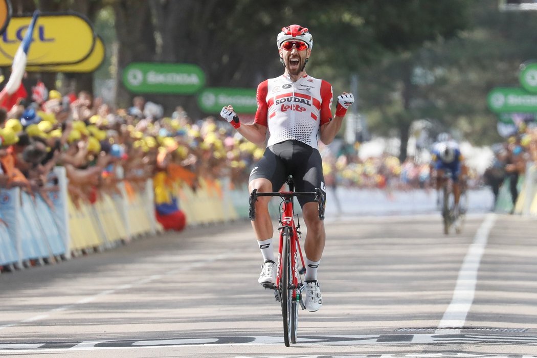 Thomas De Gendt byl po většinu 8. etapy v úniku, který dotáhl až do vítězného konce