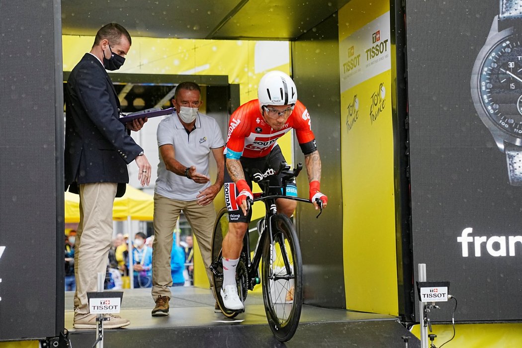 Cyklista Caleb Ewan na startu letošního ročníku Tour de France v Dánsku