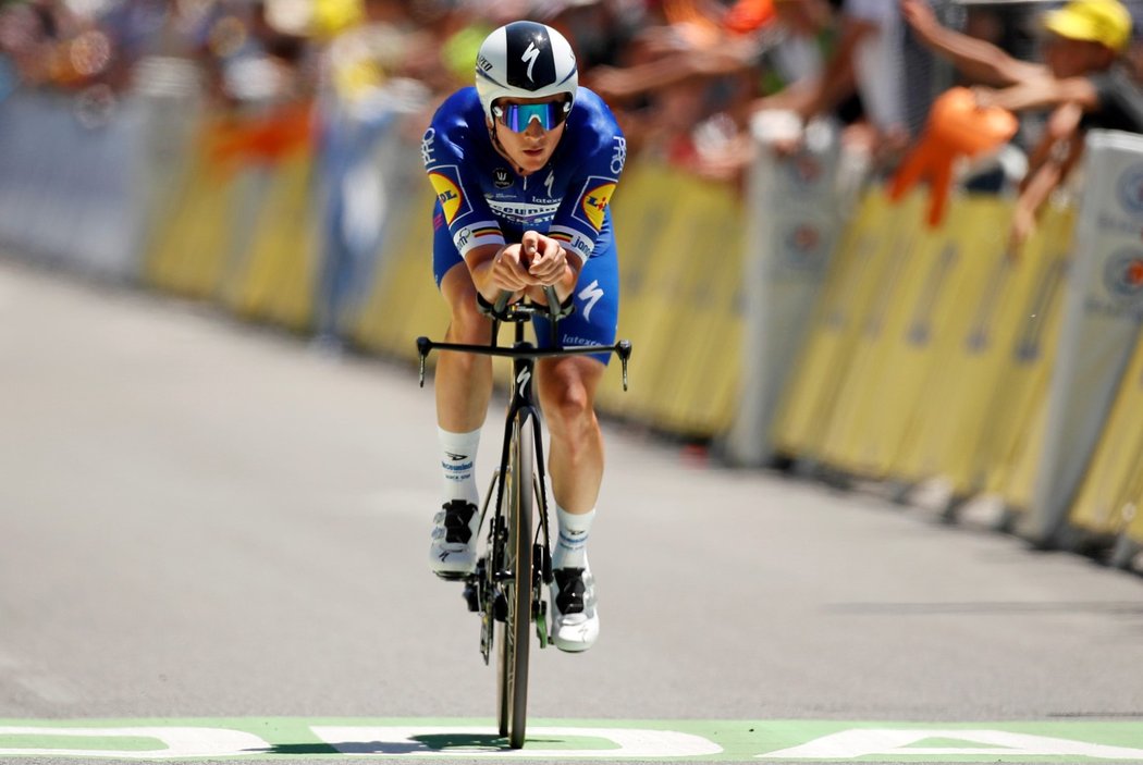 Belgičan Yves Lampaert v cíli časovky na Tour de France 2019