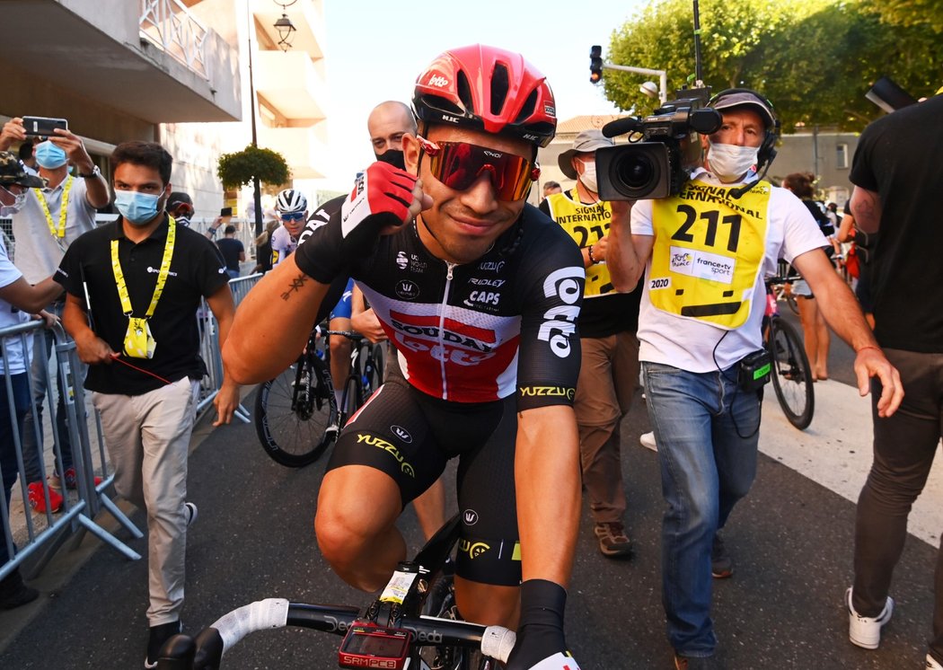 Caleb Ewan při dojezdu třetí etapy Tour de France