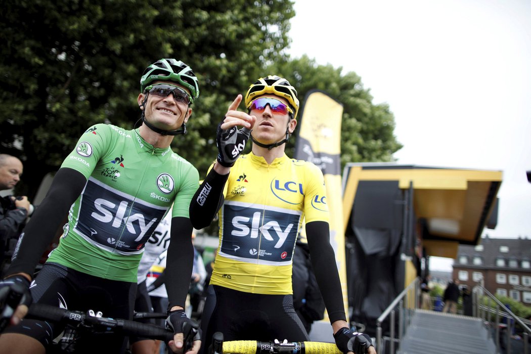 Hvězdy stáje Sky Vasil Kiryienka a Geraint Thomas