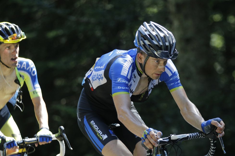 Leopold König v úniku ve 13. etapě Tour de France, ve které dojel třetí