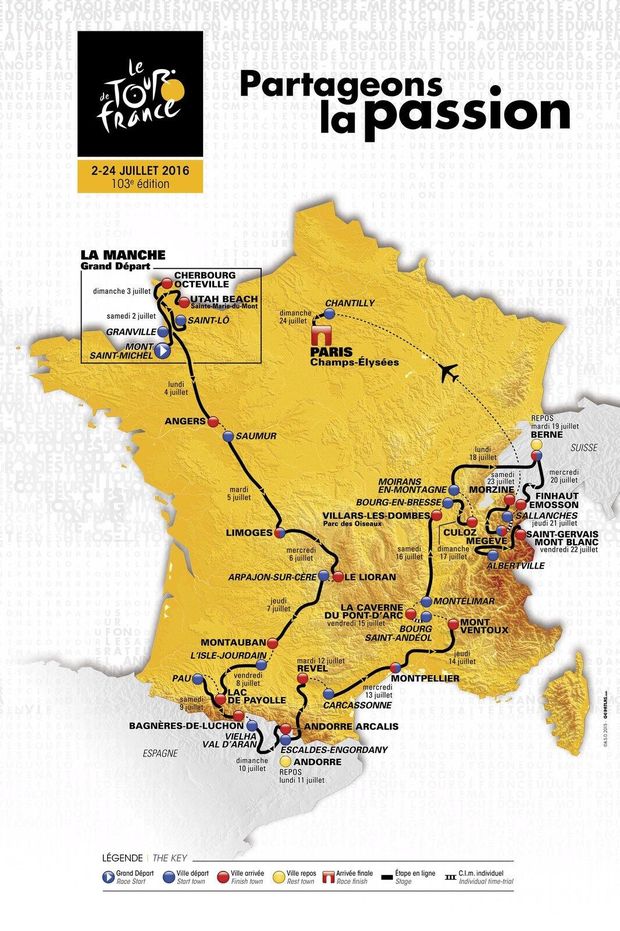 Mapa příštího ročníku Tour de France Mapa příštího ročníku Tour de France