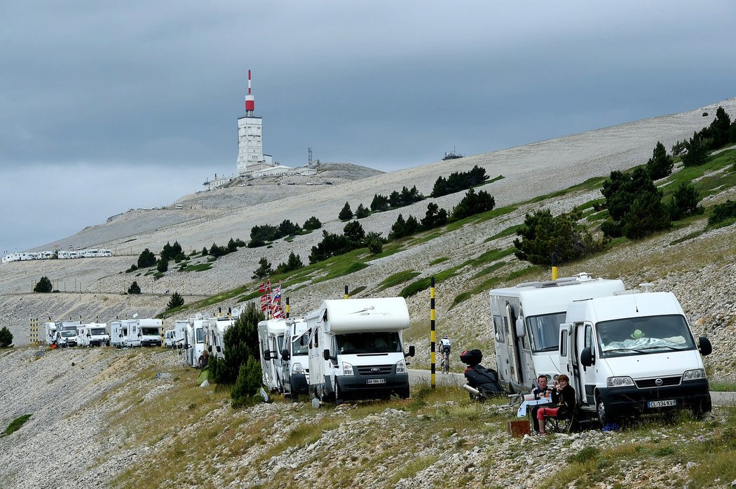 Vrchol Mont Ventoux, jeden z nejtěžších kopců na cyklistické Tour de France