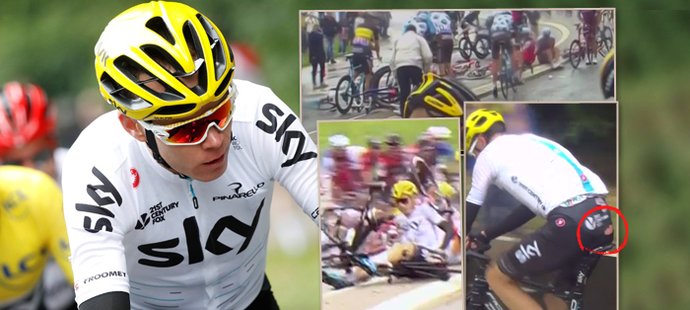 V hromadné srážce ve druhé etapě Tour de France upadl i Chris Froome