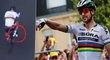 Peter Sagan dojel do cíle jako první i přes to, že mu vypadla noha z pedálu