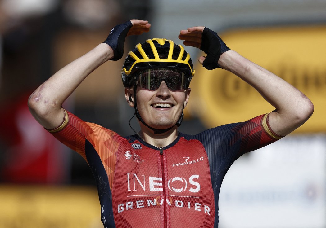 Carlos Rodriguez slaví triumf ve 14. etapě Tour de France