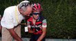 Bolestivá grimasa Richieho Porteho po pádu v 9. etapě Tour de France