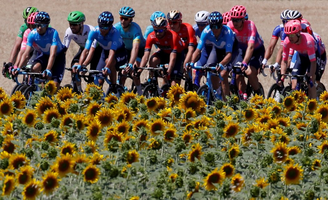 Peloton projíždí 4. etapou Tour de France z Remeše do Nancy