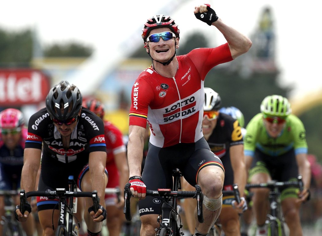 Německý jezdec André Greipel po výhře v etapě na Tour de France