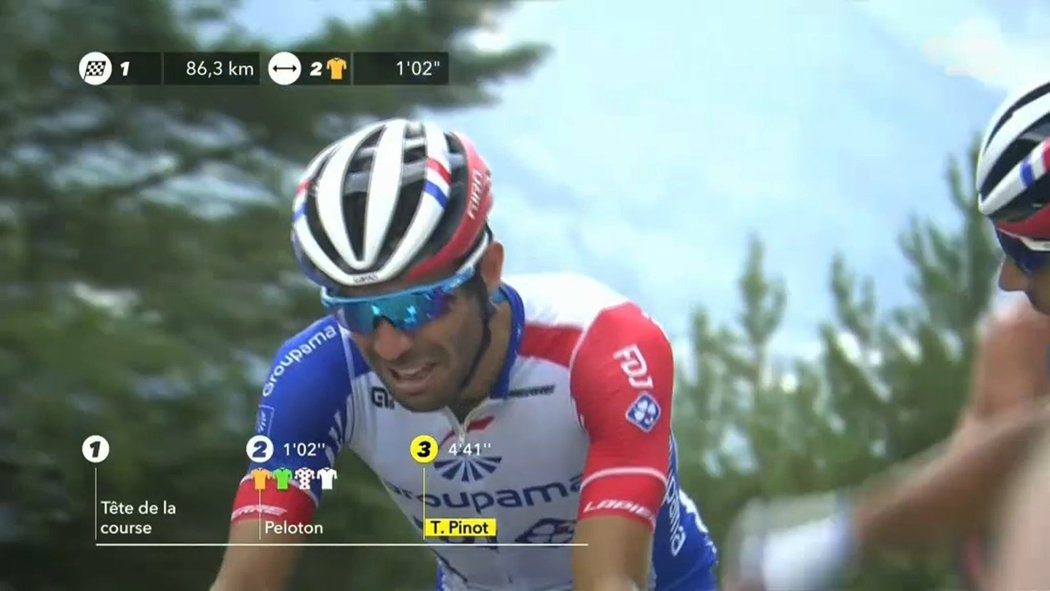 Francouzský jezdec Thibaut Pinot krátce poté, co musel vzdát během 19. etapy Tour de France