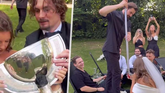 Hokejový mistr světa David Tomášek se oženil se svou milovanou Adélou Kocourkovou.