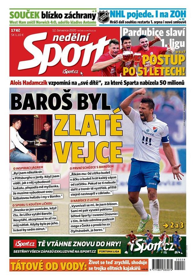 Titulní strana nedělního Sportu (12. července 2020) Titulní strana nedělního Sportu (12. července 2020)