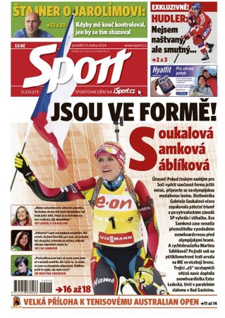 Titulka Deníku Sport 13.1.2014