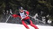 Josef Váňa na trati exhibičního obřího slalomu v Rokytnici nad Jizerou