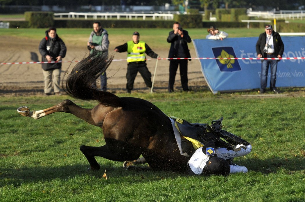 Jakub Kocman takhle na Velké pardubické spadl z Nebriuse