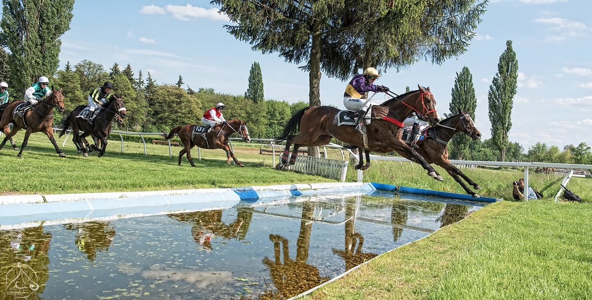 Vítěz první kvalifikace na Velkou pardubickou - Kasim s Marcelem Novákem překonávají vodní příkop