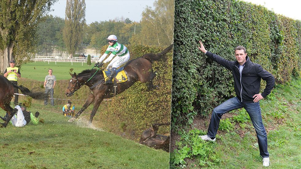 Josef Bartoš pózuje v Taxisově příkopu, kde v roce 2014 ukončila životní pouť Zulejka (na levém snímku, Bartoš na zemi)