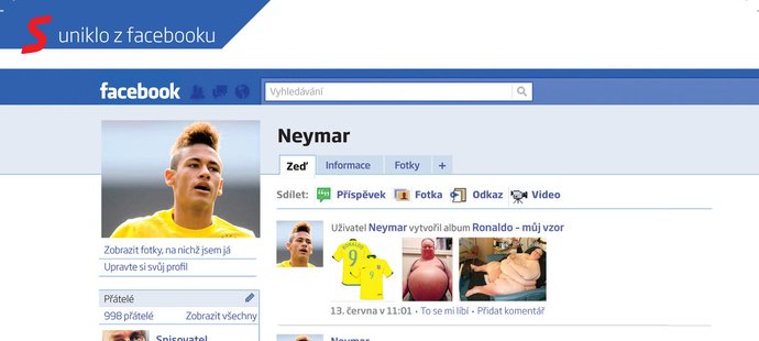 Jak by mohl vypadat Neymarův facebookový profil? :-)