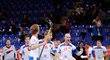 Veliká radost českého týmu po brance v síti Lotyšska
