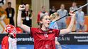 Šárka Staňková na MS žen ve florbale v utkání proti Švýcarsku