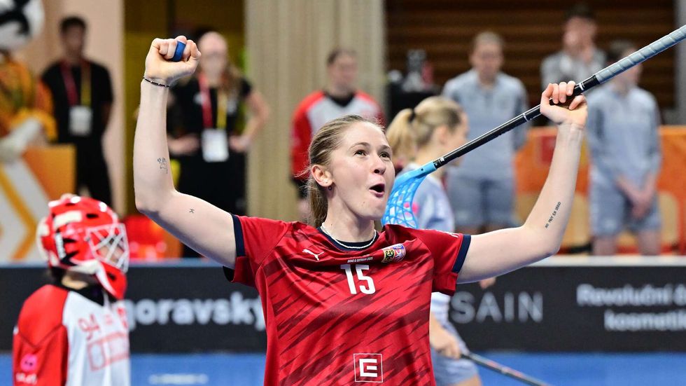 Šárka Staňková na MS žen ve florbale v utkání proti Švýcarsku