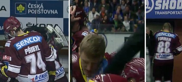 Miroslav Forman byl v zápase s Plzní nepříjemně zasažen pukem do obličeje