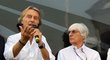 Šéf stáje Ferrari Luca di Montezemolo (vlevo) s bossem F1 Bernie Ecclestonem na oslavách vzniku italské značky