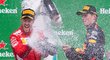 Německý pilot Sebastian Vettel slaví prvenství na Velké ceně Kanady