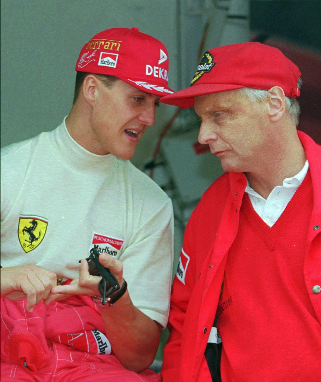 Niki Lauda a Michael Schumacher během společného působení u Ferrari.