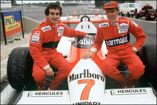 Alain Prost (vlevo) na snímku s Nikim Laudou Alain Prost (vlevo) na snímku s Nikim Laudou