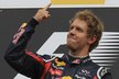 Sebastian Vettel se raduje z vítězství ve Velké ceně Belgie