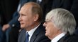 Boss formule 1 Bernie Ecclestone a ruský prezident Vladimir Putin v hledišti Velké ceny v Soči
