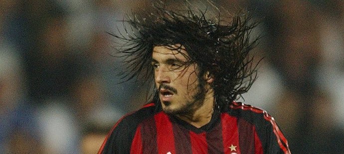 Gennaro Gattuso v dresu AC Milán v roce 2002 v zápase proti Liberci... Ukáže se jako trenér v Plzni?