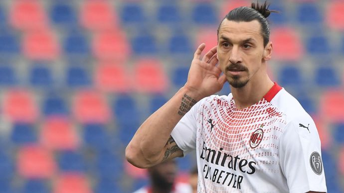 Švédský útočník Zlatan Ibrahimovic v dresu AC Milán