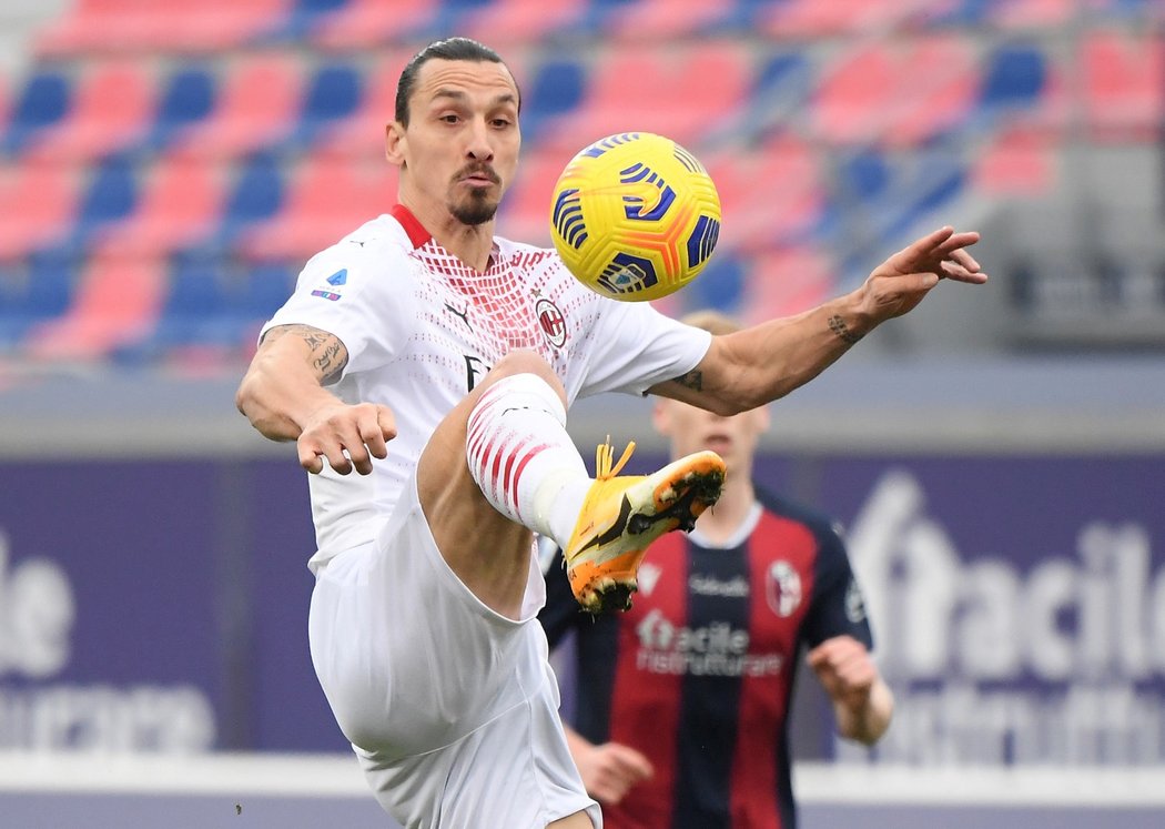 Švédský útočník Zlatan Ibrahimovic v dresu AC Milán
