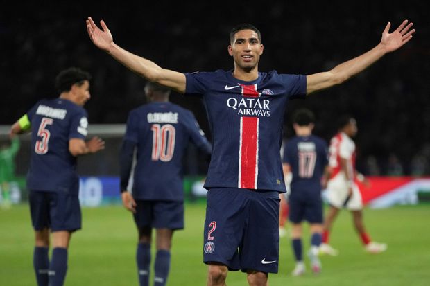 Achraf Hakmi se trefil v odvetě semifinále proti Arsenalu Achraf Hakmi se trefil v odvetě semifinále proti Arsenalu