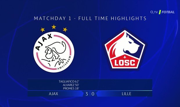 SESTŘIH: Ajax - Lille 3:0. Jasná výhra domácích, do LM opět vstoupili skvěle
