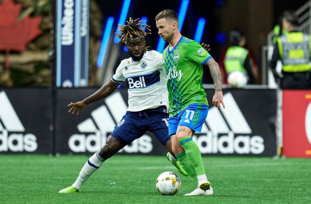 Albert Rusnák během zápasu MLS v dresu Seattlu Sounders Albert Rusnák během zápasu MLS v dresu Seattlu Sounders