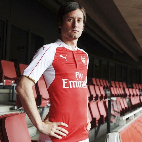 Tomáš Rosický v novém dresu Arsenalu.