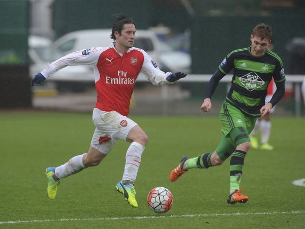 Tomáš Rosický zvládl v utkání juniorky proti Swansea pouze poločas