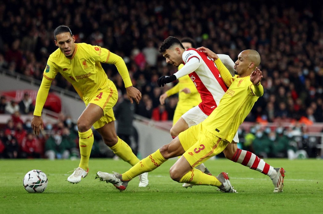 Utkání anglického poháru mezi Arsenalem a Liverpoolem