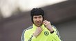 Petr Čech na tréninku Chelsea před osmifinále Ligy mistrů