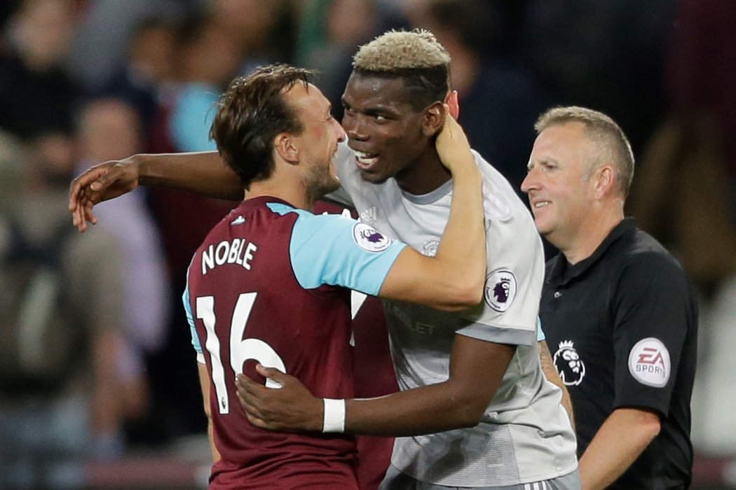 V závěru zápasu se kapitán West Hamu Mark Noble a záložník Manchesteru United Paul Pogba poprali, ale po konečném hvizdu se přátelsky objali
