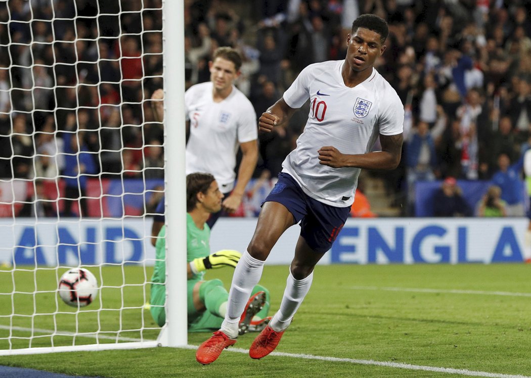 Útočník Marcus Rashford dal za dva zápasy v anglické reprezentaci dva góly